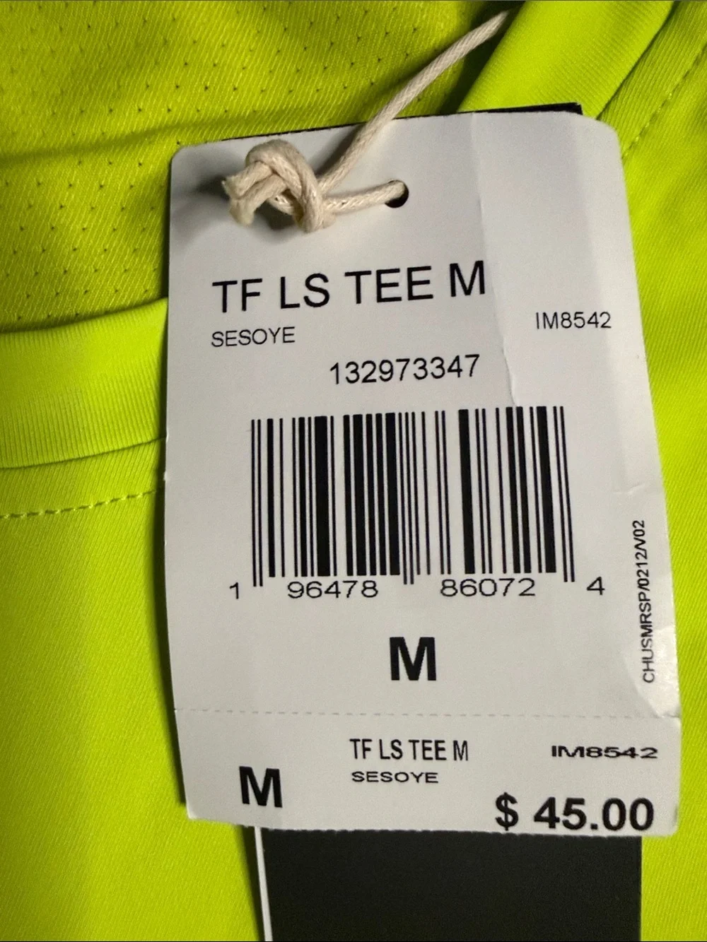Adidas Men’s Neon Lime Long Sleeve Athletic Top